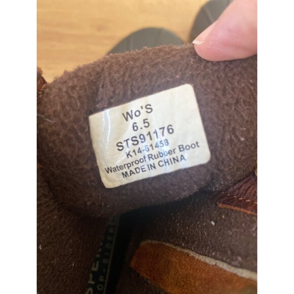 Sperry Top Sided Women’s 6.5 Brown & Black Waterproof Rubber Duck Boots With Zip - Picture 5 of 7